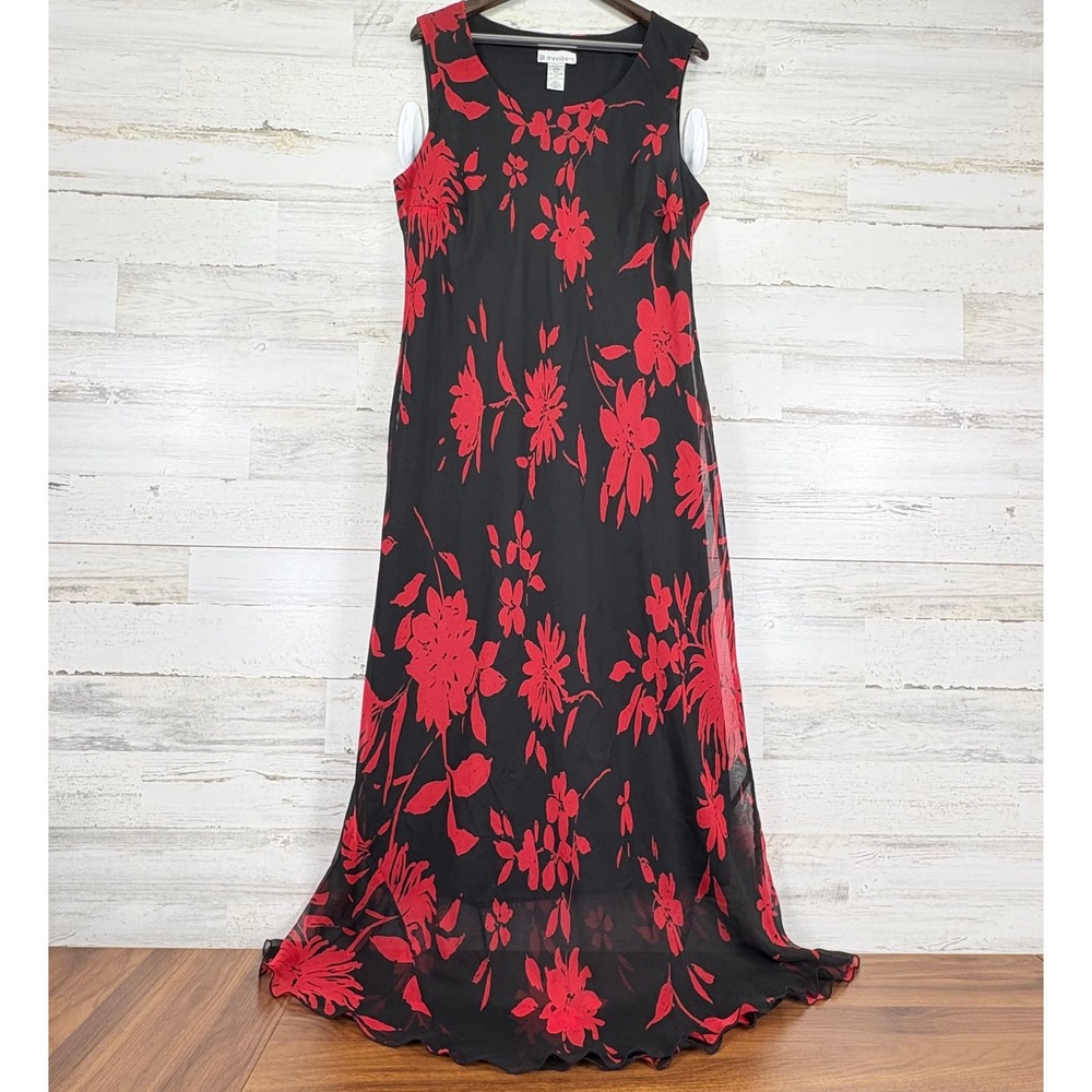 Black & Red Floral Maxi Dress